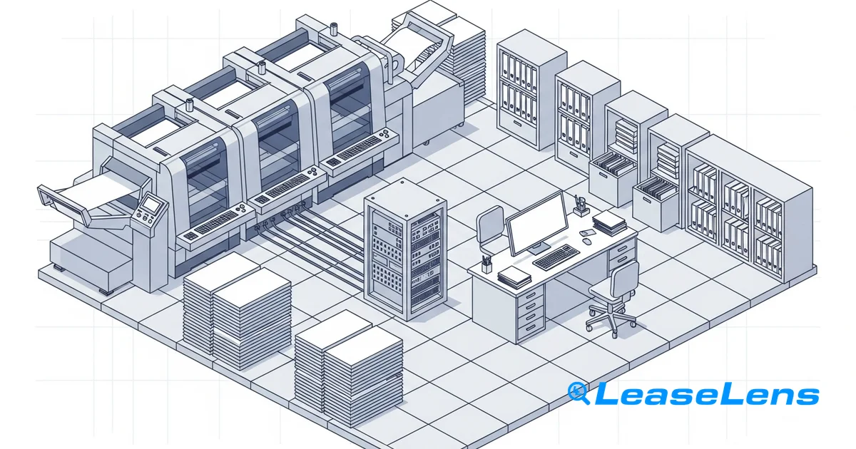 A high-speed digital commercial printing press operating in a modern print shop facility.